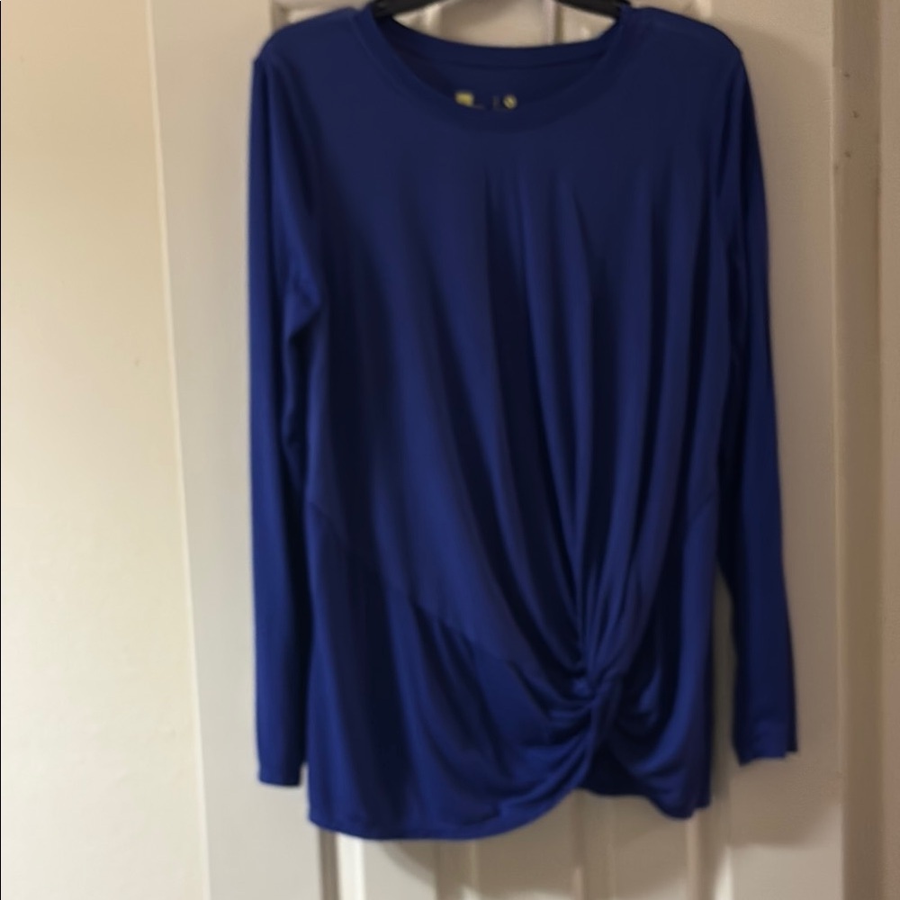 Blue Long Sleeve Women's Yoga Top